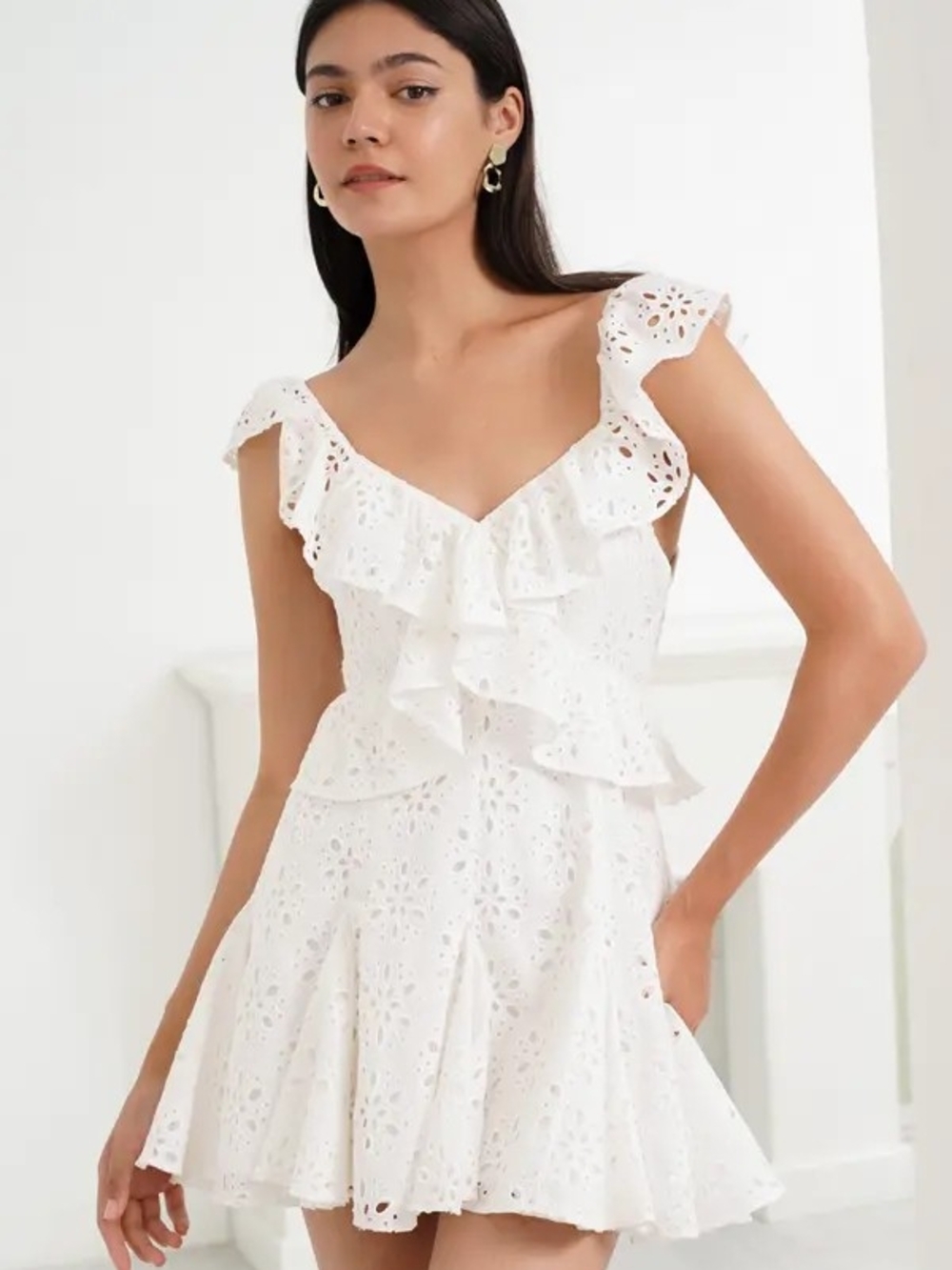 Yumi Kim White Eyelet Ruffle Mini